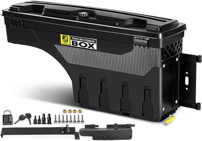 YHTAUTO Truck Bed Storage Tool Box Lockable Compatible with 1994-2002 Dodge Ram & 1980-1996 Ford F-Series & 1988-1998 Chevy GMC C/K Pickup, Passenger Side, Swing Waterproof Wheel Well ToolBox