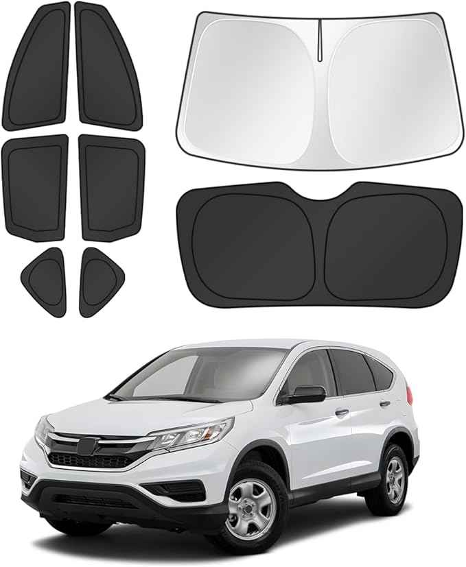 Window Shades for Honda CRV 2012-2016 CR-V Accessories Windshield Sun Shade Side Rear Window Cover Sunshade Sun Visor Shield Privacy Protection for Camping Keep Vehicle Cool Black 8PCS