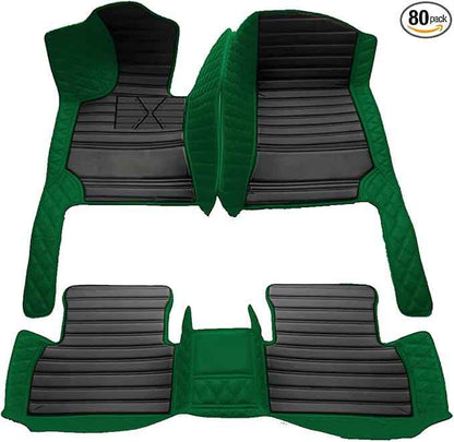 TREGOO All-Weather Anti Slip Floor mat is Suitable mats for floo of All for Tesla Models from 2012 to 2025 (Edge Green, Middle Black Horizontal bar)