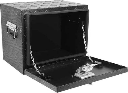 Aluminum Diamond Plate Tool Underbody Box, Waterproof Square Truck Storage Organizer Chest for Pick Up Truck Bed, RV Trailer with T-Handle Lock and Keys (18 inch)