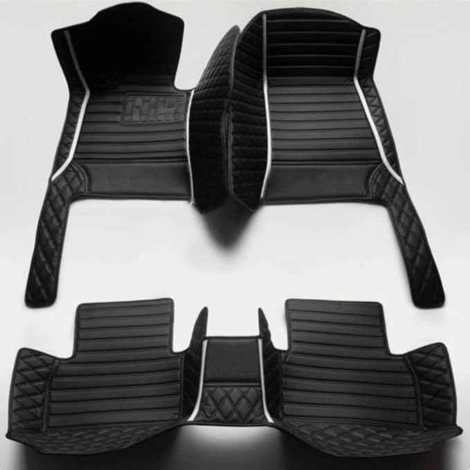 MAEVEN Customized Leather car Floor mats Suitable for 99% of car Models All-Weather Protection Waterproof Anti Slip Men's Women's car Liners (Black Stripe 6)