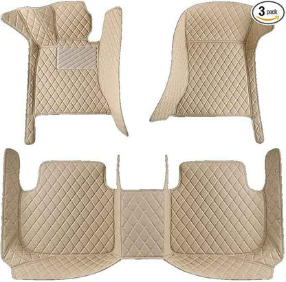 Custom 3D Leather Car Floor Mats Fit for Cars, SUVs,Sedan All-Weather Protection Anti-Slip Premium Car Mat (Beige)