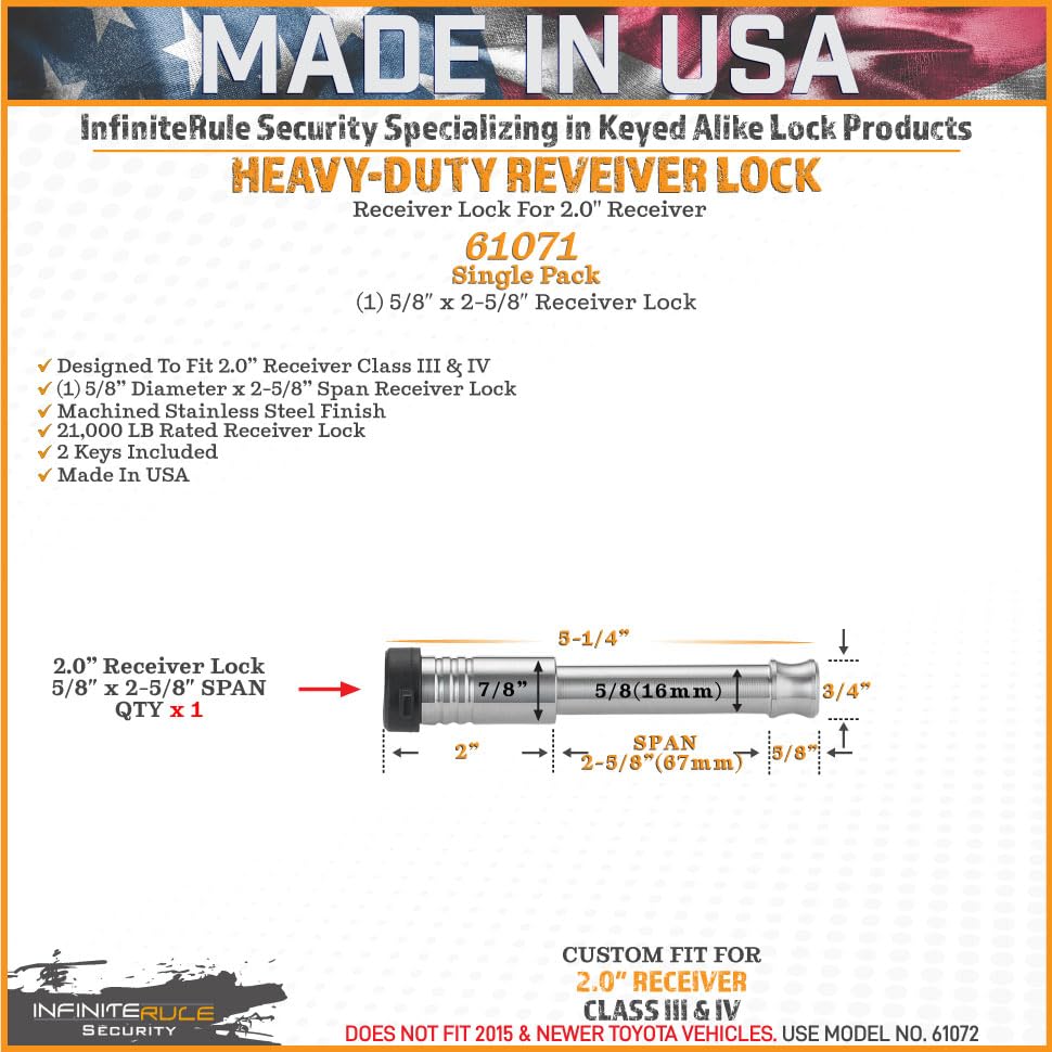61071 Receiver Lock for 2" Receiver
