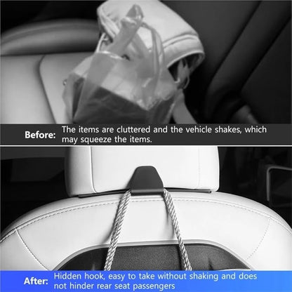 GGCLIMAX Car Organizers and Storage Compatible with Tesla Model Y/3 2021-2024 and Model 3 Highland Car Seat Headrest Hooks Handbag Shopping Bag Hanging Organizers