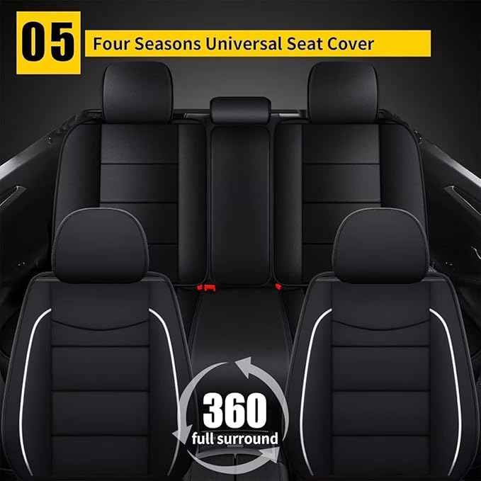 YORKNEIC Fit for Chevrolet Chevy Blazer Seat Covers Full Set 2019-2024 2025 2026 - Leather Car Seat Covers Full Set (2 Row Full Set, Black)