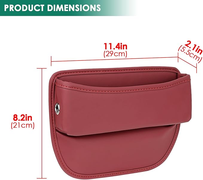 2 Pack Seat Gap Filler Organizer Compatible for Tesla Model 3 Y X S Car Leather Accessories Console Side Extra Storage Boxes Seat Crevice Box Auto Front Seat Storage Interior (Red)