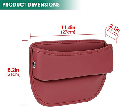 2 Pack Seat Gap Filler Organizer Compatible for Tesla Model 3 Y X S Car Leather Accessories Console Side Extra Storage Boxes Seat Crevice Box Auto Front Seat Storage Interior (Red)