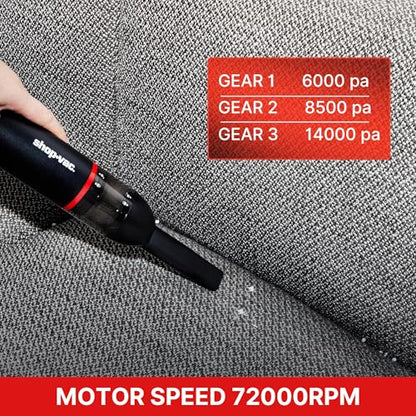 3-in-1 Car Vacuum & Air Duster, 14000Pa Mini Cordless Vacuum