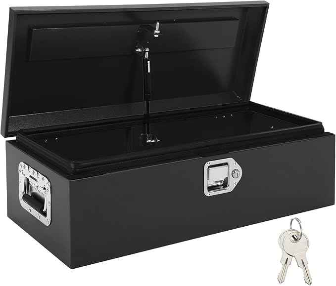 Garvee Truck Bed Tool Box 30x13x9.6 Inch Heavy Duty Steel Metal Tool Box for Truck Bed, Secure Storage Organizer, Waterproof Design, Gas Strut Lid, Orange Peel Finish for Pickup, RV, Trailer