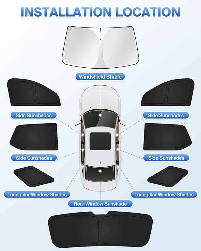 Sunshades for Chevrolet/Chevy Traverse 2018-2023 Accessories Windshield Sun Shade Side Rear Window Shade Cover Sun Visor Shield Privacy Protection Keep Vehicle Cool Black 8PCS
