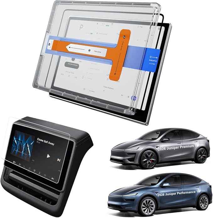 2026 Model Y 16Inch Glossy Screen Protector For Tesla Modely 16" Touch Screen & 8" Rear Screen Saver For Model Y Juniper Performance/Premium Accessories [NO Glare&Fingerprint] 9H Tempered Glass-2PCS