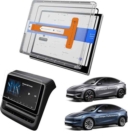 2026 Model Y 16Inch Glossy Screen Protector For Tesla Modely 16" Touch Screen & 8" Rear Screen Saver For Model Y Juniper Performance/Premium Accessories [NO Glare&Fingerprint] 9H Tempered Glass-2PCS
