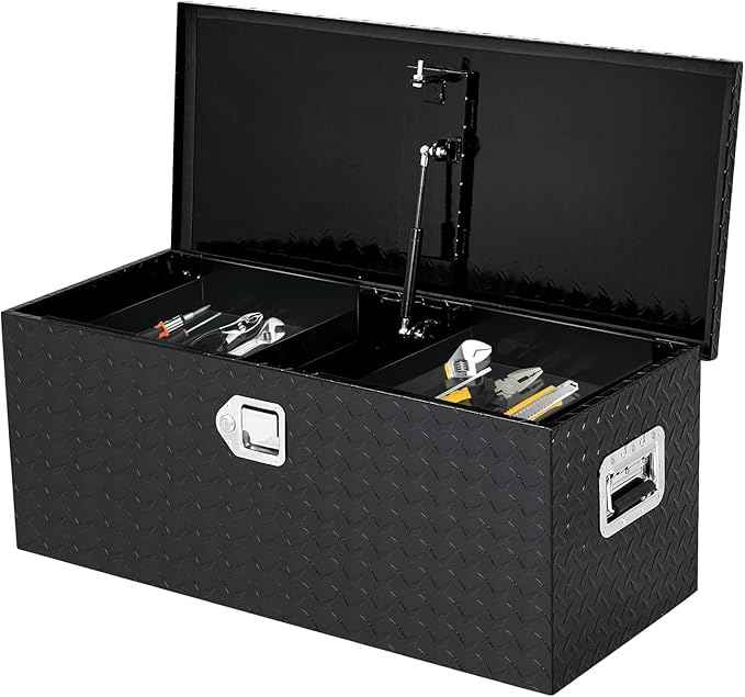 36 Inch Truck Bed Tool Box, Heavy Duty Aluminum Diamond Plate Tool Box, Trailer Tool Box for Pick Up Truck RV Trailer, Chest Storage Organizer with Lock and Keys