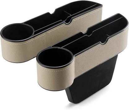 Car Seat Gap Filler Organizer for Tesla Model 3/Model S/Model X/Model Y/Cybertruck/Roadster Seat Organizer Auto Leather Cup Holder Gap Organizer,Beige-2pcs