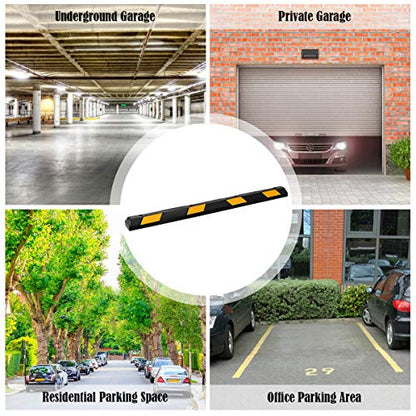 72" Rubber Parking Curb with Yellow Reflective Stripes