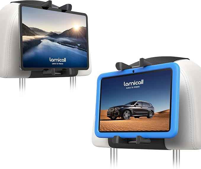 Lamicall 2 Pack Tablet Holder for Car Headrest - [Thick Case Friendly] Car Tablet Mount for Backseat, Road Trip Essentials for Kids, for iPad Pro, Air, Mini, Galaxy, Fire HD, 6.1-13" Tablets
