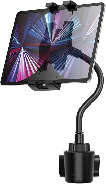 Gooseneck Car Cup Holder Tablet Mount, Truck Tablet Holder Cupholder Mount [Flexible Stable Long Arm] for 4-12.9" Tablets & Phones, iPad Pro/Air/Mini, Galaxy Tab, Huawei, iPhone Series