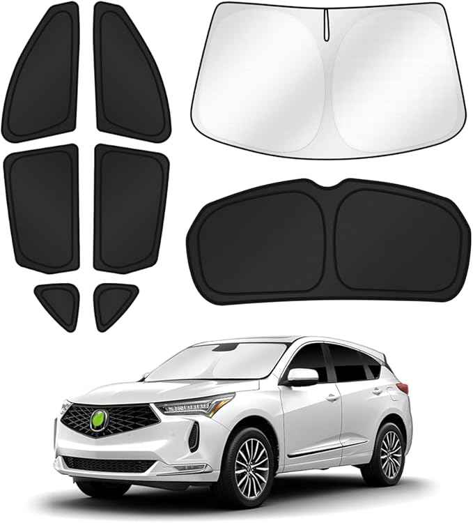 Sunshades for 2019-2025 2026 Acura RDX Accessories Windshield Sun Shade Side Rear Window Shade Cover Sun Visor Shield Privacy Protection for Camping Keep Vehicle Cool Black 8PCS