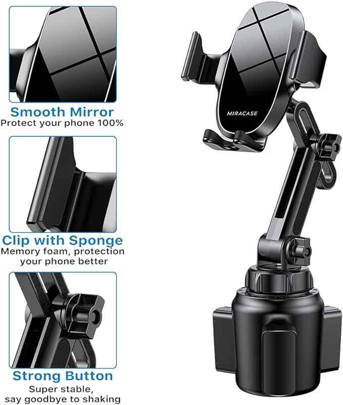 Miracase Universal Cup Phone Holder for Car, [Upgraded Version] Adjustable Long Neck Car Cup Holder Phone Mount Cradle Friendly Compatible with iPhone Samsung Google and All Smartphones, Crystal Pink