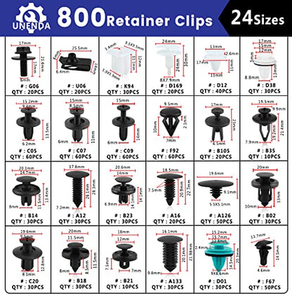 801pcs Car Push Retainer Clips with 24 Popular Push Pins for Auto Parts (801 Count)