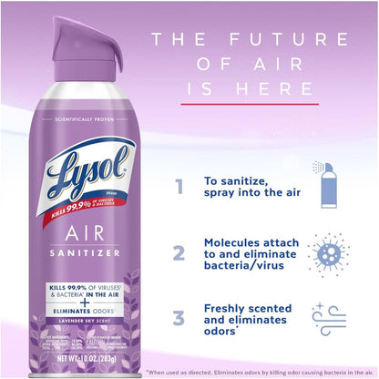 Lysol Air Sanitizer Spray, For Air Sanitization and Odor Elimination, Simple Fresh, Lavender, Cotton Blossom 10 Fl. Oz (Pack of 3)