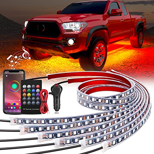 6PCS RGB LED Underglow Lights Strip with APP & Remote Control