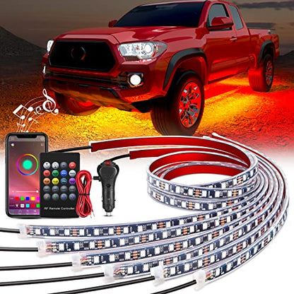 6PCS RGB LED Underglow Lights Strip with APP & Remote Control