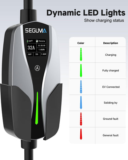 EV Charger Level 2 for Tesla(32Amp 240V 7.68kW), NEMA 14-50 Plug NACS EV Chargers, 25FT Adjustable Current Portable Electric Car Charger Compatible with All Nacs