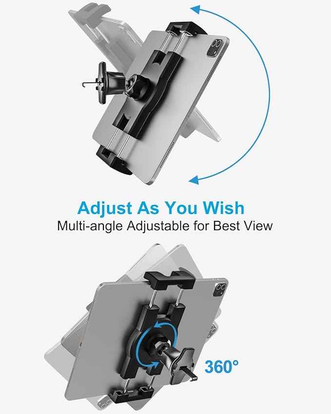 woleyi Car Vent Tablet Mount, Air Vent Clip Tablet Holder for Car with Adjustable Metal Hook Clamp, Compatible with iPad Pro/Air/Mini, Galaxy Tabs/Z Fold, iPhone, More 4.7-13" Cell Phones and Tablets