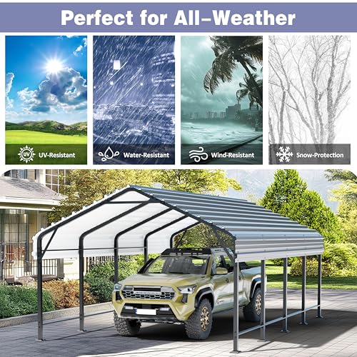 JY QAQA 12 x 20 ft Metal Carport