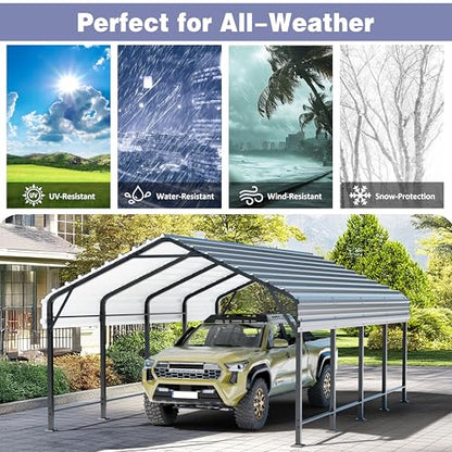 JY QAQA 12 x 20 ft Metal Carport