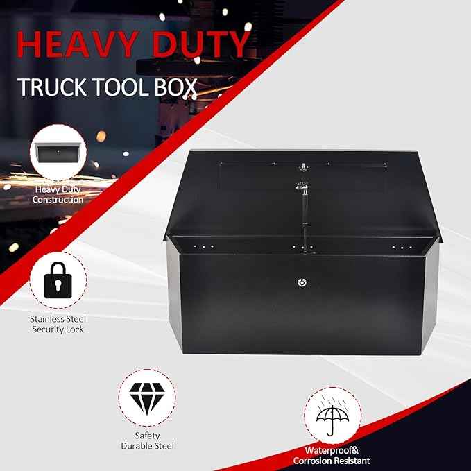 Black Steel Trailer Tongue Truck Box for Trucks Trailers RV ATV Pickup Trucks Flatbeds - 35 x 12.2 x 11.8 Inch