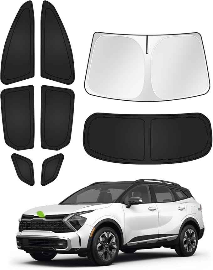 Sunshades for 2023-2025 2026 Kia Sportage Accessories Windshield Sun Shade Side Rear Window Shade Cover Sun Visor Shield Privacy Protection for Camping Keep Vehicle Cool Black 8PCS
