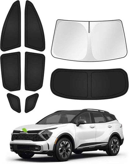Sunshades for 2023-2025 2026 Kia Sportage Accessories Windshield Sun Shade Side Rear Window Shade Cover Sun Visor Shield Privacy Protection for Camping Keep Vehicle Cool Black 8PCS
