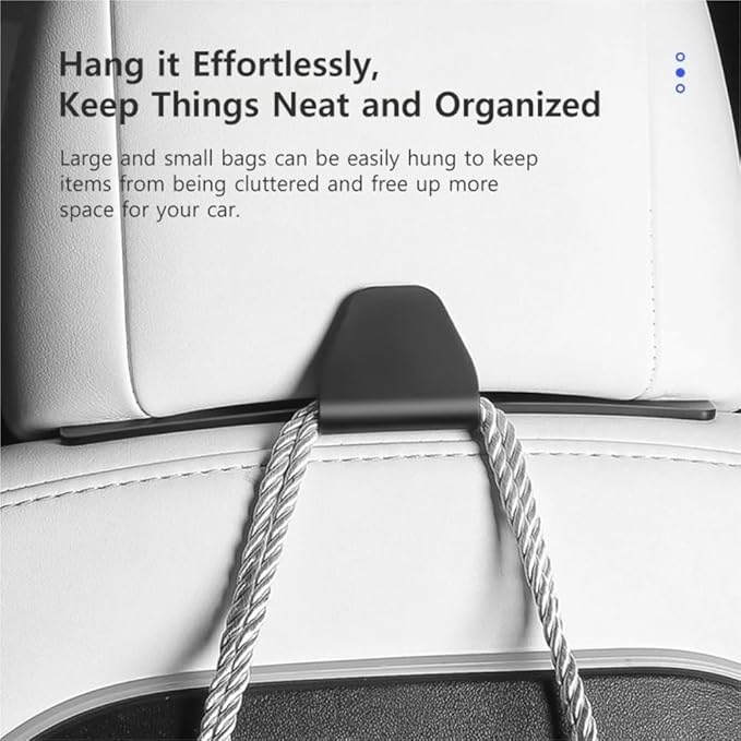 GGCLIMAX Car Organizers and Storage Compatible with Tesla Model Y/3 2021-2024 and Model 3 Highland Car Seat Headrest Hooks Handbag Shopping Bag Hanging Organizers