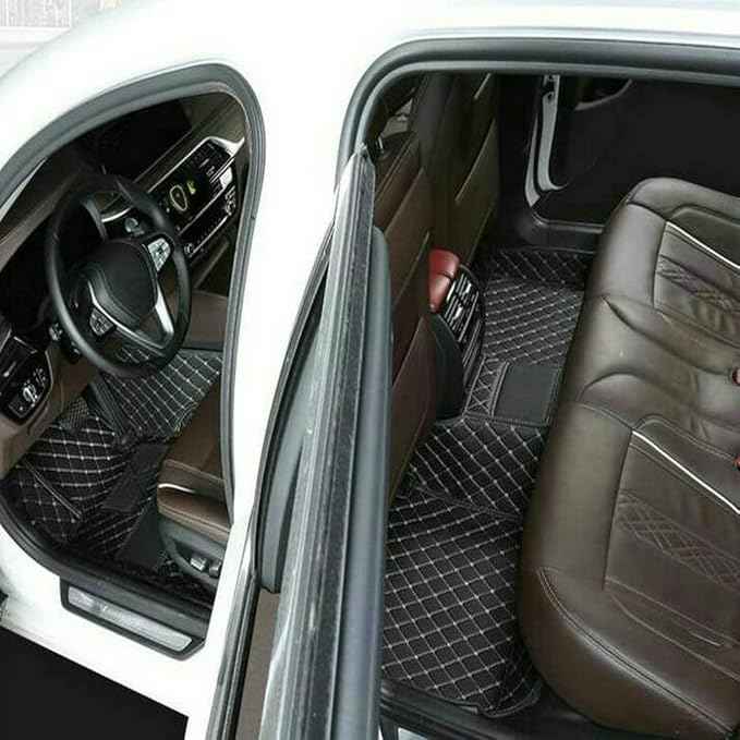 TREGOO All-Weather Anti Slip Floor mat is Suitable mats for floo of All for Tesla Models from 2012 to 2025 (Edge Pink, Black Beige)
