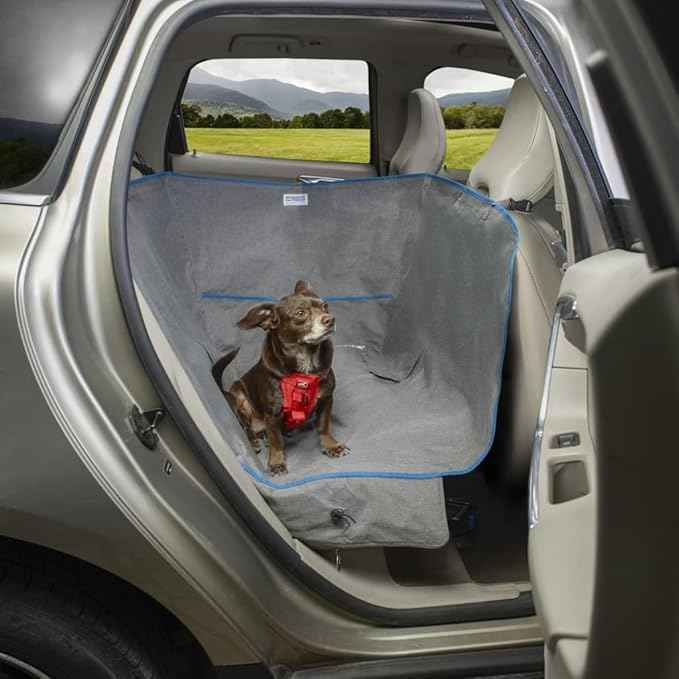 Kurgo Heather Half Hammock, Half Car Seat Cover for Pets, Car Hammocks for Dogs, Water-Resistant, 27.5" Wide (Heather Grey)