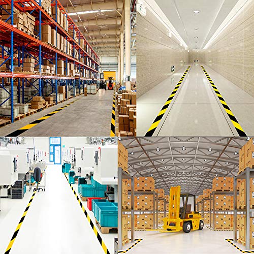 Waterproof Reflective Safety Tape Roll 2"X150' Yellow Black Striped Floor Marking Tape Hazard Caution Warning Tape Auto Truck Self (142 Foot)