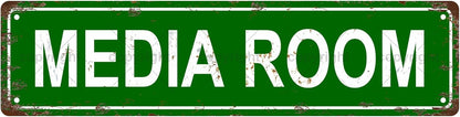 MEDIA ROOM Space Vintage Metal Tin Sign, Street Sign, Home Decor, Room Decor, Wall Decor, Bathroom Decor, Bar Decor, Cafe Decor, Garage Decor, 16 x 4 Inch