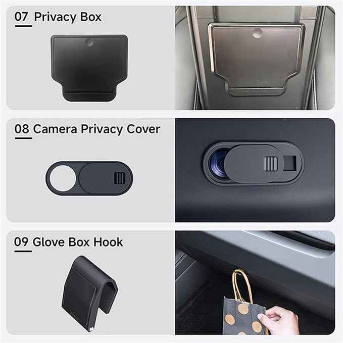 Storage Box Compatible For Tesla Model Y Juniper Accessories Center Console Trays Compatible For Tesla Model Y Juniper 2025-2026 Webcam Cover(Armtest hidden box)