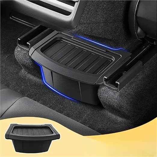 Rear Center Console Organizer Compatble for Tesla Model Y Juniper 2025 2026 Trash Can with Anti-Slip Lid Cover Backseat Storage Box