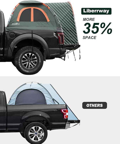 LIBERRWAY Truck Bed Tent for 2 Person, 5.5-5.8 FT Pickup Truck Tent with Waterproof Rainfly Oxford for Camping Travel Outdoor Chevy Silverado 1500 Dodge Ram 1500 Ford F-150 GMC