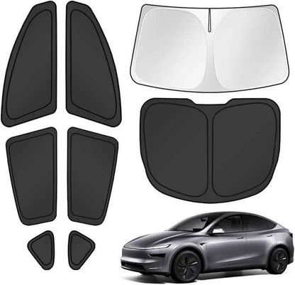 Window Shades for 2025 2026 New Tesla Model Y Juniper Accessories Windshield Sun Shade Side Rear Window Covers Sunshade Sun Visor Shield Privacy Protection for Camping Keep Car Cool Black 8PCS