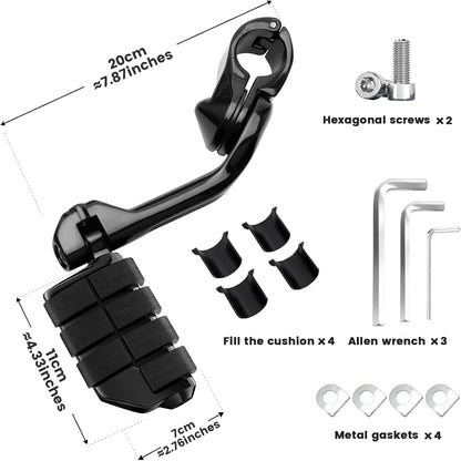 1.25" Highway Pegs Long Angled Pegs Adjustable for Harley Davidson Touring Road King Road Glide Street Glide Electra Glide Dyna Sportster Softail 1 1/4" Engine Guard Foot Peg, Black