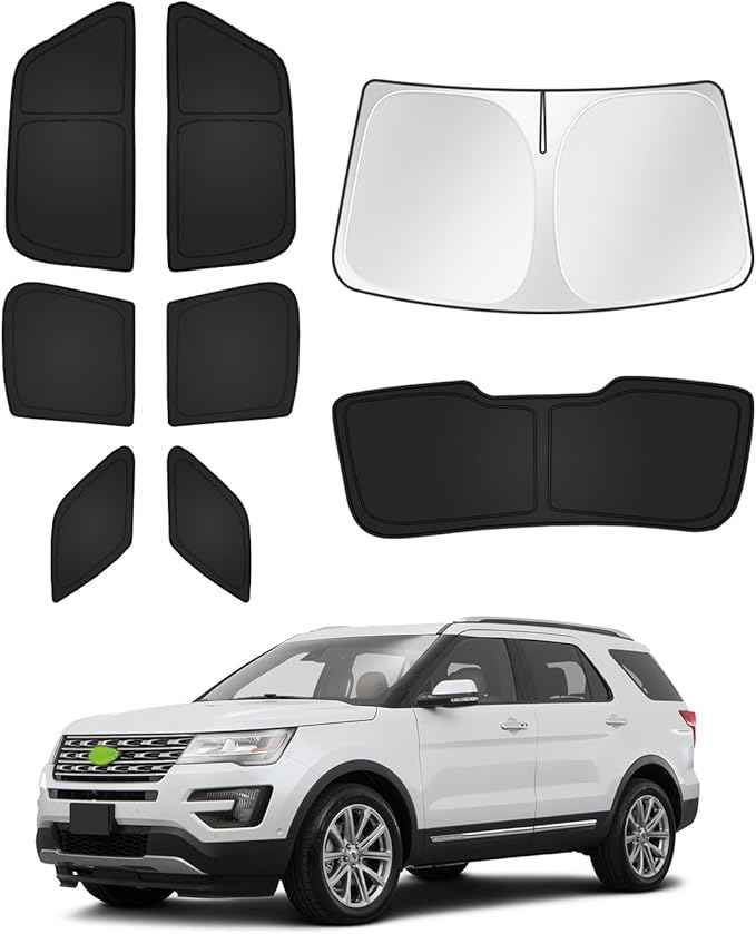 Sunshades for Ford Explorer 2011-2019 Accessories Windshield Sun Shade Side Rear Window Shade Cover Sun Visor Shield Privacy Protection Keep Vehicle Cool Black 8PCS