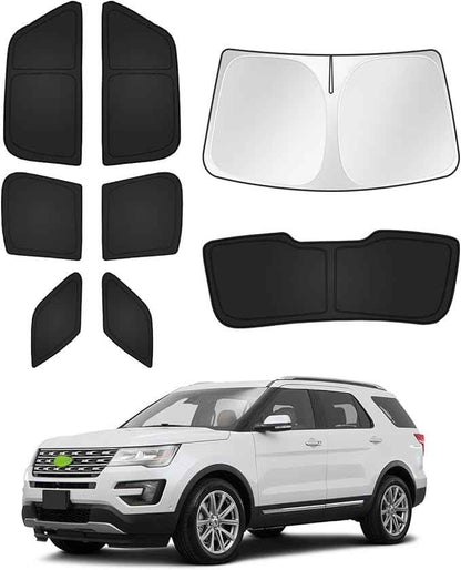 Sunshades for Ford Explorer 2011-2019 Accessories Windshield Sun Shade Side Rear Window Shade Cover Sun Visor Shield Privacy Protection Keep Vehicle Cool Black 8PCS