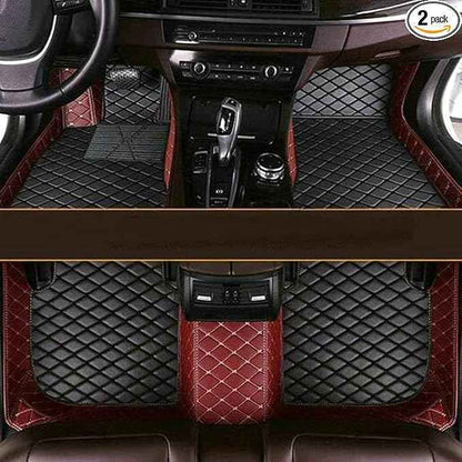 Custom Making Car Floor Mats Compatible with Audi BMW Mercedes-Benz Toyota Lexus Honda Infiniti Nissan Hyundai Kia All Models 2005-2026 (Red Wine and Black)