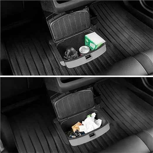 Rear Center Console Organizer Compatble for Tesla Model Y Juniper 2025 2026 Trash Can with Anti-Slip Lid Cover Backseat Storage Box