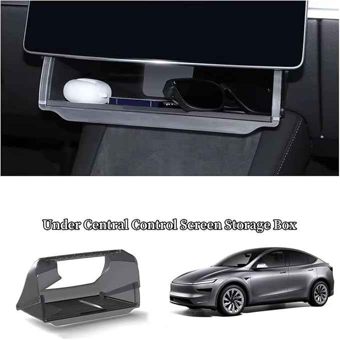 Center Console Screen Under Storage Box Compatible For Tesla Model 3/Y Juniper/Launch 2026, Center Console Hidden Storage Organizer Tray(Before 2023 Model 3Y)