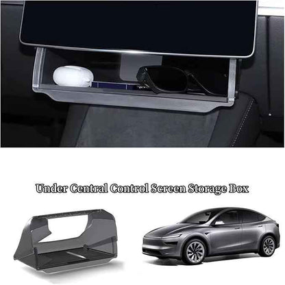 Center Console Screen Under Storage Box Compatible For Tesla Model 3/Y Juniper/Launch 2026, Center Console Hidden Storage Organizer Tray(Before 2023 Model 3Y)